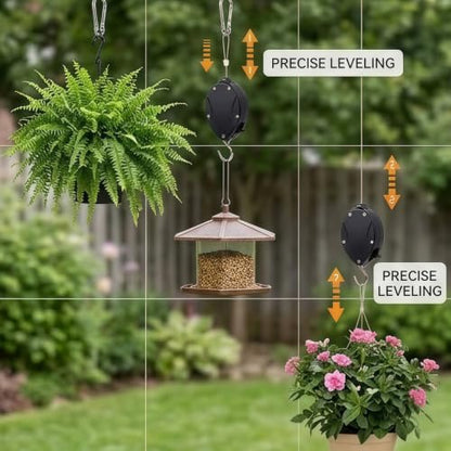 Retractable Plant Hanger, Plant Pulleys for Hanging Plants Heavy Duty | Pull Down, Adjustable, Upgraded, to Raise and Lower, Outdoor, Garden, Baskets, Pots, Birds Feeder