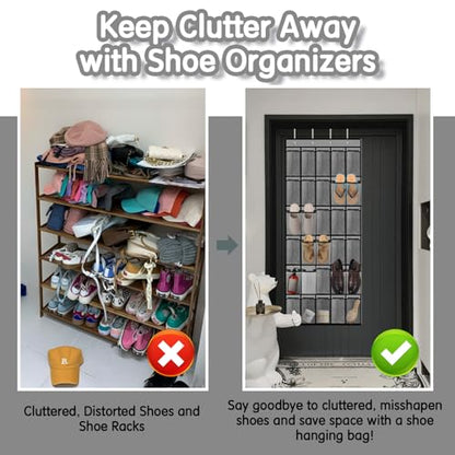 Kotkn Over the Door Shoe Organizer with 30 Breathable Mesh Pockets (2PC-Gray) - color: 2PC-Gray