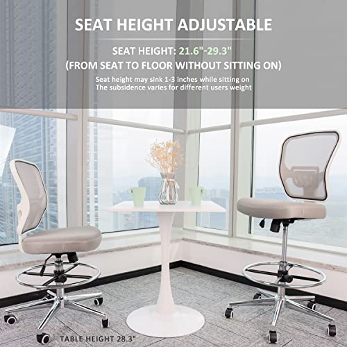 Drafting Chair, Tall Office Chair for Standing Desk, Drafting Stool with Lumbar Support, Adjustable Height and Foot Ring, Grey - color: Grey