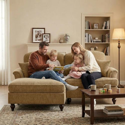 Modular Loveseat Sofa Couch, 2 Seat Comfy Chenille Sofa with Removable Ruffled Skirt, Flared Armrests, Sturdy Legs, Convertible Sectional for Living Room, Bedroom, Apartment (Coffee) - color: Coffee, size: 76.4 Inch L
