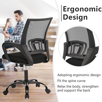 PayLessHere Office Computer Chair Ergonomic Cheap Desk Chair Adjustable Comfortable Mid Back Task Rolling Swivel with Lumbar Support for Home Office (Pack of 2, Black) - color: Black, style: pack of 2