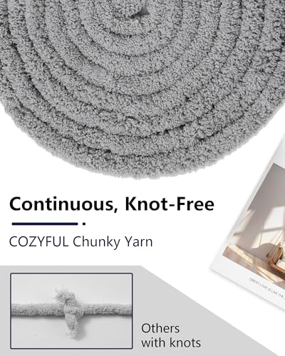 Cozyful Chunky Yarn for Hand Knitting, #9 Thick Jumbo Big Chunky Yarn for Crocheting, Super Chunky Knit Blanket Yarns, Large Chunky Chenille Yarns, 8 Pack (30 yds 8 oz Each Skein), Light Grey - color: Light Grey