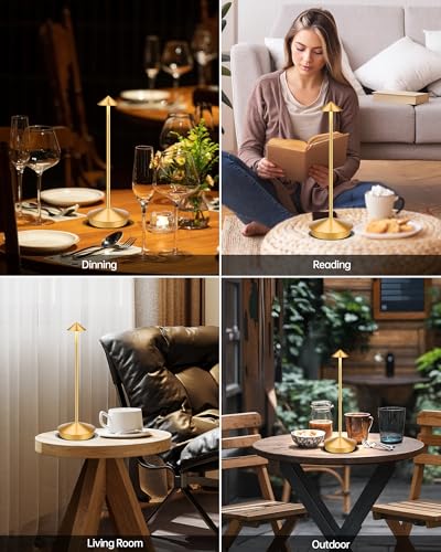 Portable Led Cordless Lamp Table Light 2 Pack, Rechargeable 6000mAh Battery Outdoor Table Lamp for Dinning Restaurant Patio Bedroom Camping, IP54 Waterproof, Dimmable - color: Bronze 2pcs