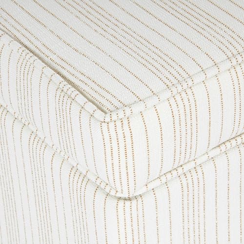 Spatial Order 24" Dinah Collection Storage Ottoman - Cream Marigold Pinstripe Fabric - color: Cream Marigold Pinstripe Fabric