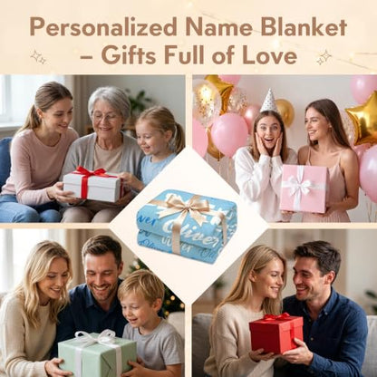 Personalized Blanket with Name, Custom Name Blanket Gifts for Kids Adults Boys Girls Teen, Soft Customized Fleece Flannel Throw for Bedroom Living Room, Birthday Christmas - color: Light Sky Blue