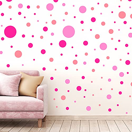 Zonon 264 Pcs Polka Dot Wall Decals for Classroom Decor Kids Circle Wall Sticker Vinyl Peel and Stick Colorful Removable for Nursery Bedroom Playroom Living Room(Pink Colors) - color: Pink, style: Classic