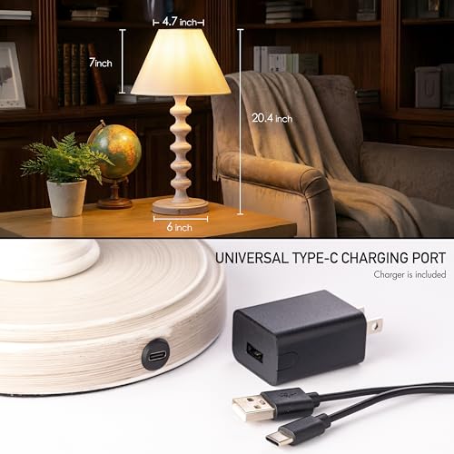 O'Bright Ember Rechargeable Table Lamp (Whitewashed_Baluster) - color: Whitewashed_Baluster