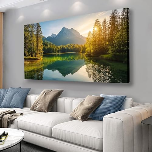 Yuaxker Tree of Life Wall Art Green and Yellow Wall Decor Modern Landscape Posters Artwork for Living Room Bedroom Dining Room Office Home Decor 24x48inch - color: Green, size: 24"x48"