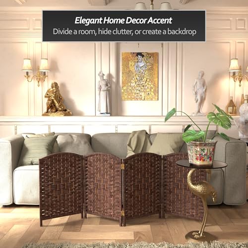Red Lantern 2 ft. Short Diamond Weave Fiber Folding Screen - Dark Mocha - 4 Panel - color: Dark Mocha, size: 4 Panel