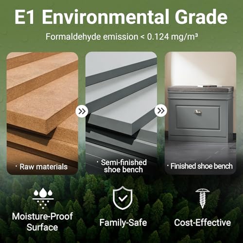 Haotian Grey Hallway Shoe Bench, Narrow Shoe Rack with Adjustable Shelf, Small Shoe Cabinet with 1 Flip-Drawer and Seat Cushion, FSR82-K-HG - color: Grey, size: 1 Drawer:24x9.4x20"