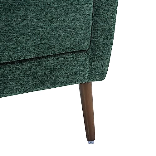 Accent Chair, Living Room Chairs with Solid Wood Legs & Pillow | Chairs Living Room with High Tufted Backrest, Reading Chair for Bedroom/Office, Chenille Fabric - color: Blackish Green