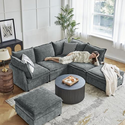 HULALA HOME Backrest Cushion for Sectional Sofa Couch, Grey - color: Grey, size: Backrest Cushion