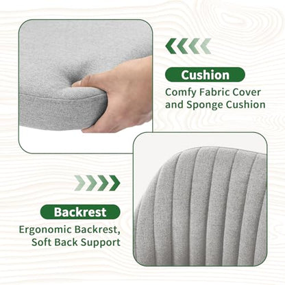 Armless Desk Chair with Comfortable Fabric Cover,Modern Home Office Chairs with Swivel Wheels for Computer Task Chairs Cute Vanity Chairs Adjustable Height for Living Room,Bed Room,Conference Office - color: Grey