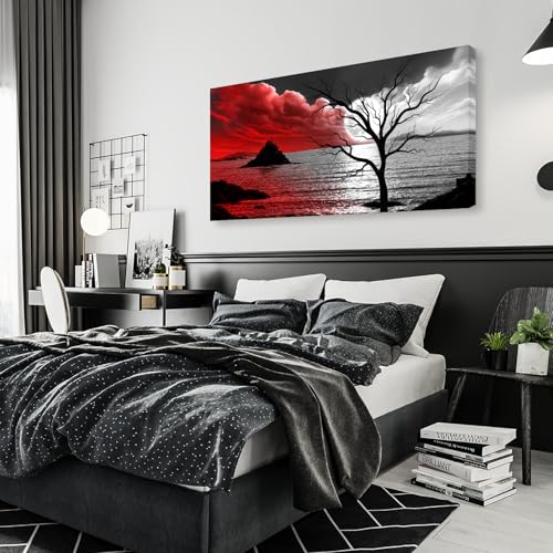 B0350 The Cloud Tree 1 Panels Modern Giclee Canvas Prints Artwork Abstract Seascape Paintings Reproduction Sea Beach Pictures Printed on Canvas Wall Art for Home Decorations Wall Decor - size: 40"L x 20"W