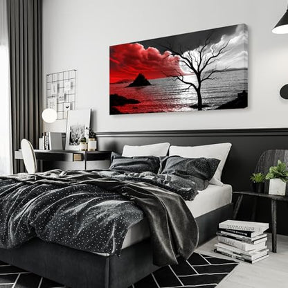 Baisuwallart B0398 The Cloud Tree 1 Panels Modern Giclee Canvas Prints Artwork Abstract Seascape Paintings Reproduction Sea Beach Pictures Printed on Canvas Wall Art for Home Decorations Wall Decor - size: 71"L x 36"W