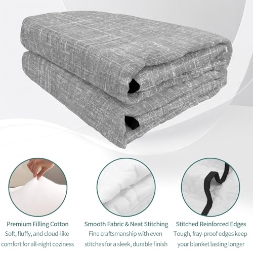 Queen Quilt Bedding Set, Minimalist Gray Aesthetic Soft Microfiber Summer Bedspread Coverlet with 2 Pillow Shams for All Season, Retro Linen Textured Breathable Bedding Set for Hot Sleepers - size: Queen