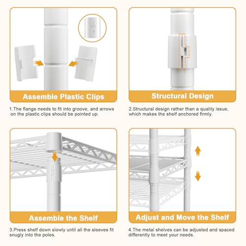 H50C Clothes Rack with Cover, Large Covered Clothing Rack, White | Freestanding Portable Closets for Hanging Clothes, Heavy Duty Garment Racks with Shelves, 91.3 Inches Wide, Max Load 1350 Lbs - color: White Rack with White Cover