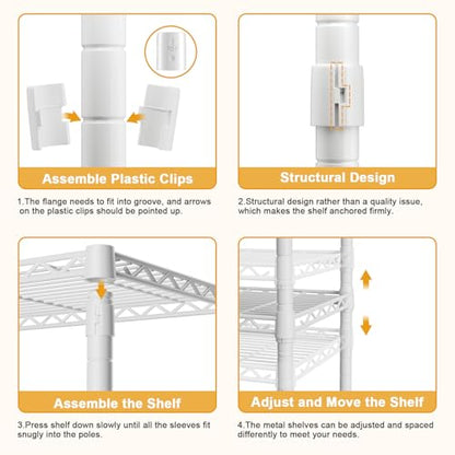 H50C Clothes Rack with Cover, Large Covered Clothing Rack, White | Freestanding Portable Closets for Hanging Clothes, Heavy Duty Garment Racks with Shelves, 91.3 Inches Wide, Max Load 1350 Lbs - color: White Rack with White Cover