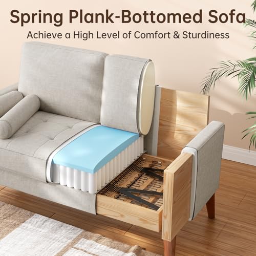 Vesgantti 48" Loveseat Sofa, Small Couch with Solid Wood Legs | Solid Wood Legs - color: Beige