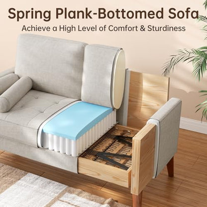 Vesgantti 48" Loveseat Sofa, Small Couch with Solid Wood Legs | Solid Wood Legs - color: Beige