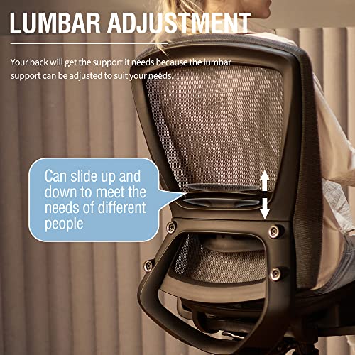 T96 Mesh Office Chair,Ergonomic Computer Desk Chair,Sturdy Task Chair- Adjustable Lumbar Support & Armrests,Tilt Function,Comfort Wide Seat,Swivel Home Office Chair - color: Charcoal