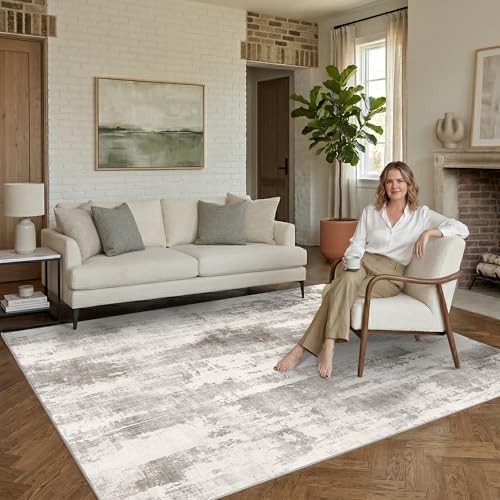 5x7 Abstract Washable Rug for Living Bedroom Dining(Beige) | Machine Washable, Non-Slip, Stain Resistant Low Pile Modern Carpet with Rubber Backing for Dining Room Kitchen Home Decor - color: Beige Taupe, size: 5' x 7' (Rectangular)
