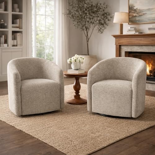 HomePop 360° Swivel Barrel Accent Chair - Midtone Gray Fabric - color: Midtone Gray