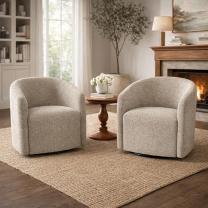 HomePop 360° Swivel Barrel Accent Chair - Midtone Gray Fabric - color: Midtone Gray