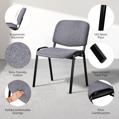 VINGLI 10-Pack Waiting Room Chairs, Stackable Chair for Office, Fabric-Grey | Stacking Chairs, Armless Church Chairs, Space-saving, Guest & Reception, Office Lobby, Business Hall - color: Fabric-grey, size: 10-pack