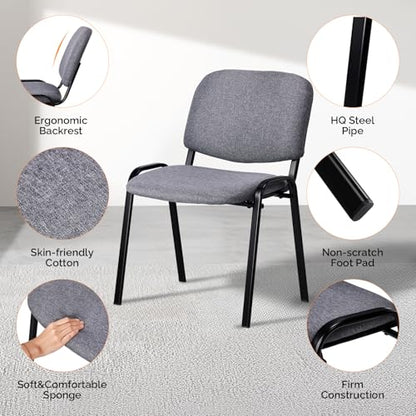 VINGLI 10-Pack Waiting Room Chairs, Stackable Chair for Office, Fabric-Grey | Stacking Chairs, Armless Church Chairs, Space-saving, Guest & Reception, Office Lobby, Business Hall - color: Fabric-grey, size: 10-pack