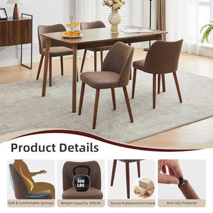 GarveeHome Leather Dining Chairs Set of 4 Upholstered PU Dining Chair with Wood Legs, Wing Backrest, Wooden Kitchen Chairs with Thick Cushions, Leveling Feet for Dining Room, Living Room, Taupe - color: Taupe Pu