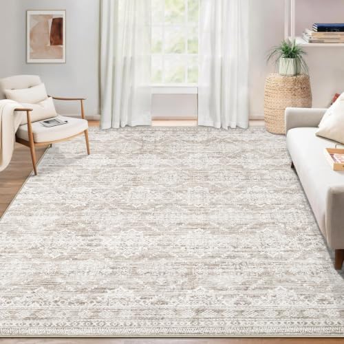 Area Rug Living Room Rugs 5x7 - Large Soft Boho Geometric Rugs, Non-Slip Foldable Washable Area Rug Non Shedding Morden Indoor Floor Carpet for Living Bedroom Office Dining Room(Ivory Mocha,5'x7') - color: Ivory Mocha, size: 5' X 7' (Rectangular)