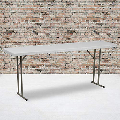 EMMA + OLIVER 6-Foot White Plastic Folding Table | Lightweight, Easy Storage, Event and Banquet Table - color: Granite White