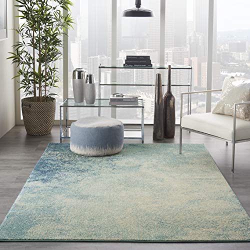 Nourison Home Passion Navy/Light Blue 3'9'' x 5'9'' Area-Rug, Modern, Abstract, Easy-Cleaning, Non Shedding, Bed Room, Living Room, Dining Room, Kitchen, (4' x 6') - color: Navy Light Blue, size: 3'9" x 5'9" (Rectangular)