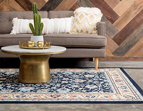 Unique Loom Sialk Hill Collection Area Rug - Washington (2' 2" x 3' 1" Rectangle, Navy Blue/ Cream) - color: Navy Blue/Cream, size: 2'2" x 3'1" (Rectangular)