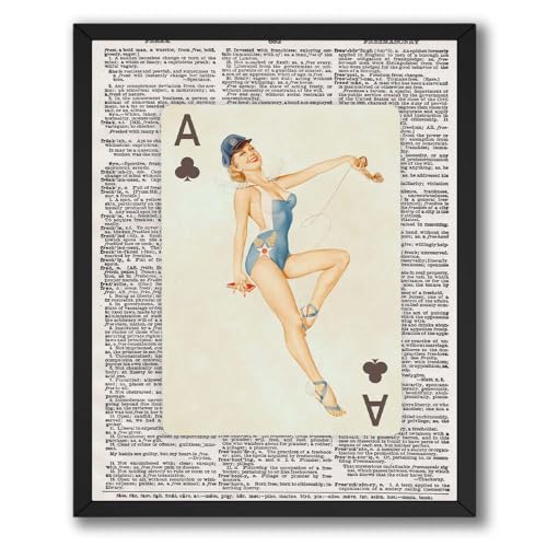ALPINE INK CO. Vintage Pin Up Poster - Retro Playing Card Style Wall Art - Classic Illustrated Woman Artwork with Elegant Pose for Bedroom - 8x10 Unframed Print - color: Style-09, size: 8"L x 10"W