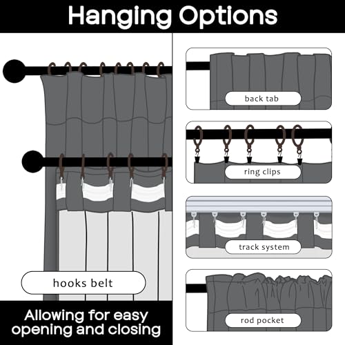 PANELSBURG Dark Gray 100% Total Blackout 63 Inch Curtains for Bedroom Living Room Sound Proof Insulated Curtains - color: Dark Gray, size: 50"W x 63"L (Pack of 2)