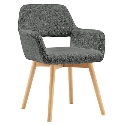Mid Century Modern Dining Chairs Set of 2 & 4 & 6 Comfy Accent Chair Upholstered Kitchen Dining Living Room Chairs for Bedrooms Waiting Room Home Arm Desk Chair No Wheels (Wool Dark Gray, 2) - color: Wool Dark Gray