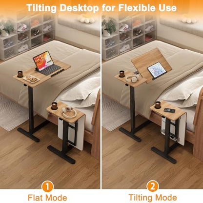 Ytaoka Height Adjustable Standing Desk with Wheels Foldable Standing Desk Mobile Tilting Laptop Desk Rolling Overbed Table for Home Office Bedroom Living Room - color: Height Adjustable