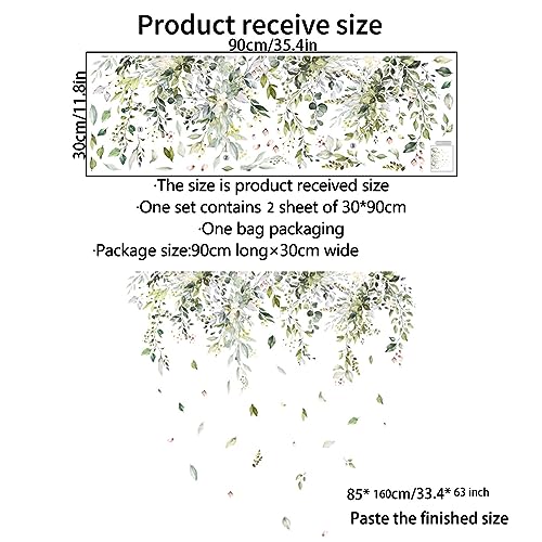 Runtoo Green Plant Leaves Wall Decals Hanging Vine Flower Leaf Wall Stickers for Bedroom Living Room Wall Art Decor - color: Hanging Vines Flowers