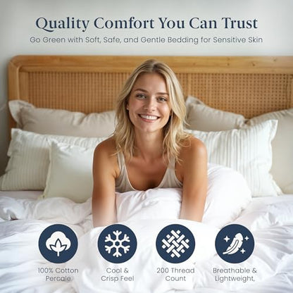 Ella Jayne Twin Duvet Cover 100% Cotton Percale Soft Navy Design 2 Pcs | Duvet Cover Twin | Soft Cotton Percale | 68 x 90 Inch Cover | Includes 1 Matching Pillow Sham | Navy Design - color: Navy, size: Twin/Twin XL