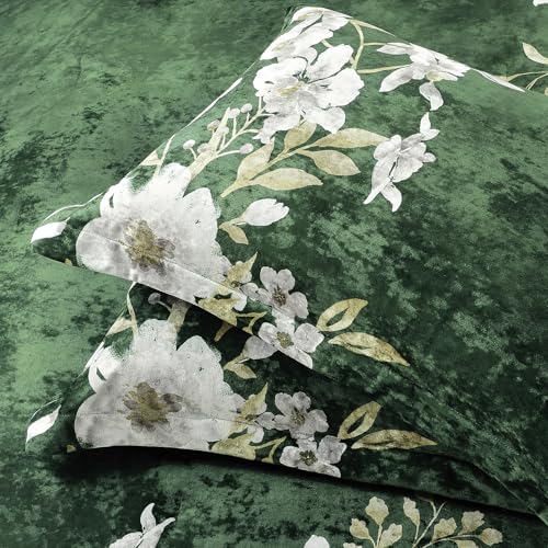 Sunshine Nicole Reversible Comforter Set, Printed Distressed Velvet Front and Sold Distressed Velvet Reverse, 3 Pieces Dark Green King, with Soft Polyester Fill - color: Dark Green, size: King