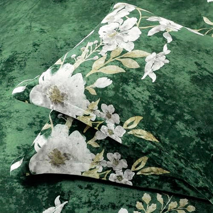 Sunshine Nicole Reversible Comforter Set, Printed Distressed Velvet Front and Sold Distressed Velvet Reverse, 3 Pieces Dark Green King, with Soft Polyester Fill - color: Dark Green, size: King