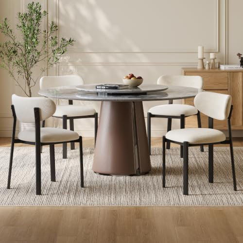 Dining Chairs Set of 4, Modern Upholstered Fabric Kitchen Chairs | Textured Fabric, Curved Back, Upholstered Seat, Metal Frame, Dining Room, Kitchen, Breakfast Nook, Restaurant, Beige - color: Beige, size: Set of 4