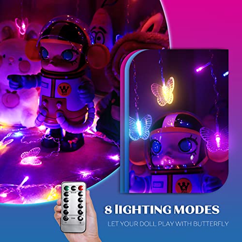 Butterfly Fairy Lights for Bedroom Curtain Ceiling Wall Decor USB Plug-in 120 Led 19.7FT Twinkle String Light with Remote, for Toddler Teen Girls and Christmas Decorations