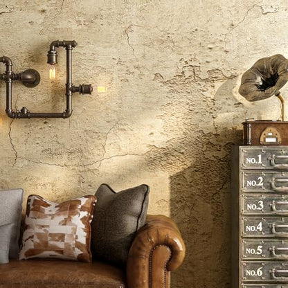 FunStick Aged Tan Brown Concrete Wallpaper Peel and Stick Textured Renter Friendly Cement Wallpaper for Bedroom Bathroom Accent Wall Waterproof Removable Concrete Contact Paper for Countertops 12x200 - size: 12" x 200"