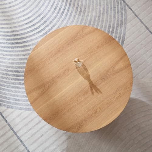 Round Coffee Table, Modern Accent Wood Tea Table for Living Room, Office, Apartment 33.07 Inch - color: 33.07" Floral-natural