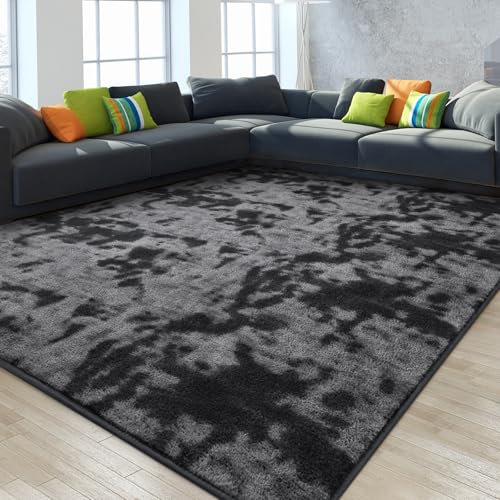 Gifeas Large Ultra Soft Modern Area Rugs, 4x6 Feet Tie-Dyed Dark Grey | Thickened Memory Foam Indoor Solid Minimalist Carpet, Non-Slip Furry Comfy Rug for Kid Boy Girl Nursery Dorm Room Home Decor - color: Tie-dyed Dark Grey, size: 4' X 6' (Rectangular)