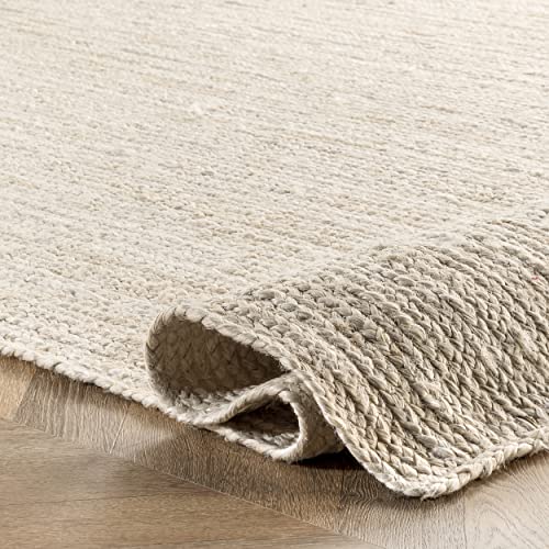 nuLOOM 6 Round Rigo Jute Hand Woven Area Rug, Off White, Solid Farmhouse Design, Natural Fiber, For Bedroom, Living Room, Dining Room, Hallway, Office, Kitchen, Entryway - color: Off White, size: 6' (Round)