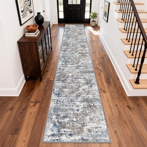 Washable Carpet Runners for Hallway 18ft-Non Slip Floor Runners for Dogs, Abstract Hallway Runner Rug with ‌Silicone Backing, Stain Resistant Rug for Indoor High Traffic,2.6x18,Multi | Washable Runner Rug with Silicone Backing for Dogs Stain-Resistant Mod